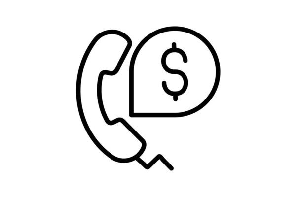 Phone Reciever Dollar Money Bill Vector Line Icon — Stock Vector