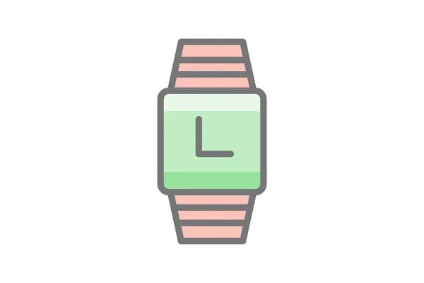 Montre Heure Alarme Date Vecteur Impressionnante Icône Remplissage — Image vectorielle