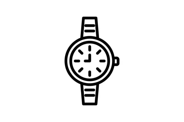 Montre Heure Alarme Icône Ligne Vectorielle Date — Image vectorielle