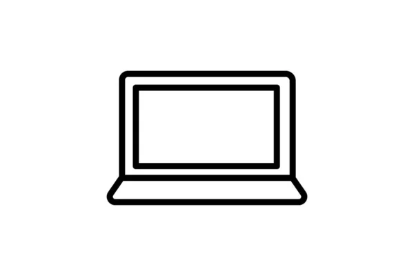 Laptop Computer Apparaat Vectorlijn Icoon — Stockvector