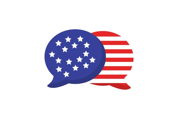 Amerikai Egyesült Államok Chat Icon Flat Design — Stock Vector