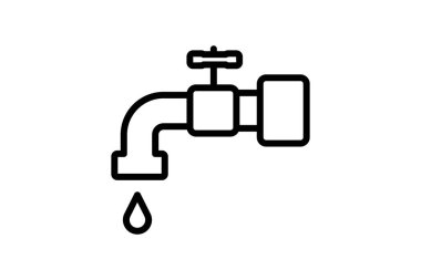 Temel Su Tedarik Vektör Satırı Simgesi