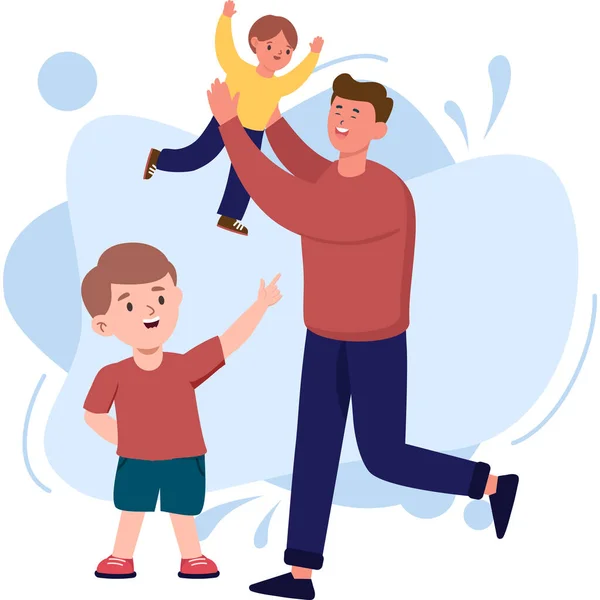 Hjärtskärande Ögonblick Föräldrar Kärlek Med Barn Ikonen — Stock vektor