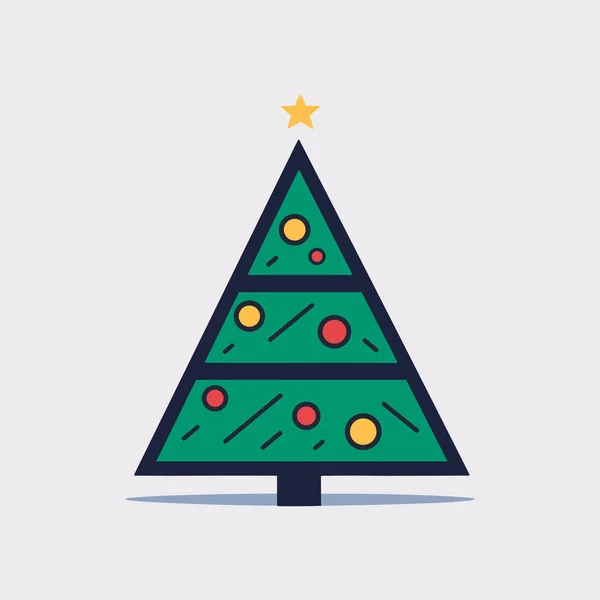 Bezaubernde Grüne Weihnachtsbaum Ikone — Stockvektor