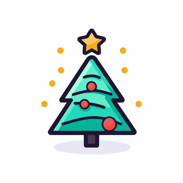 Whimsical Green Christmas Tree Icon — Stock Vector