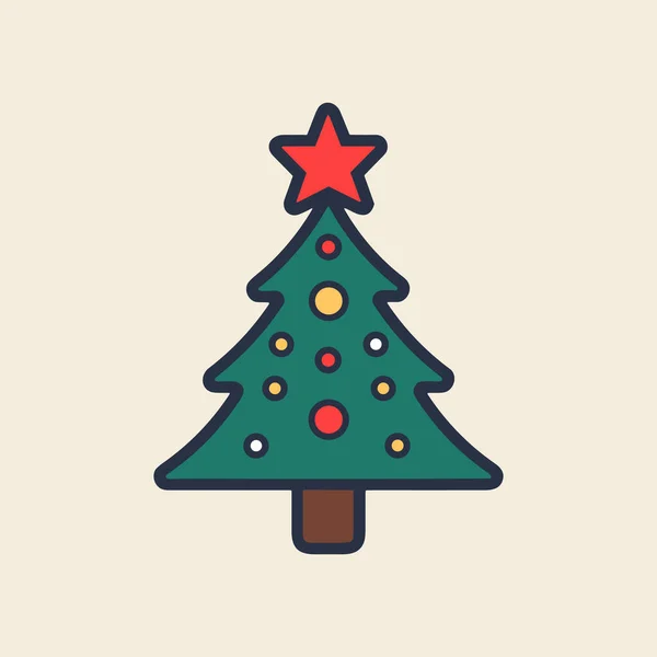 Lebendige Grüne Weihnachtsbaum Ikone — Stockvektor