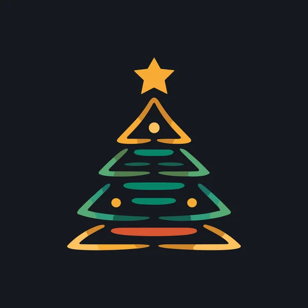 Elegante Immergrüne Grüne Weihnachtsbaum Ikone — Stockvektor