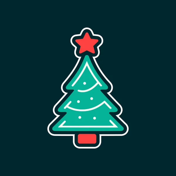 Zarif Yeşil Noel Ağacı Simgesi — Stok Vektör