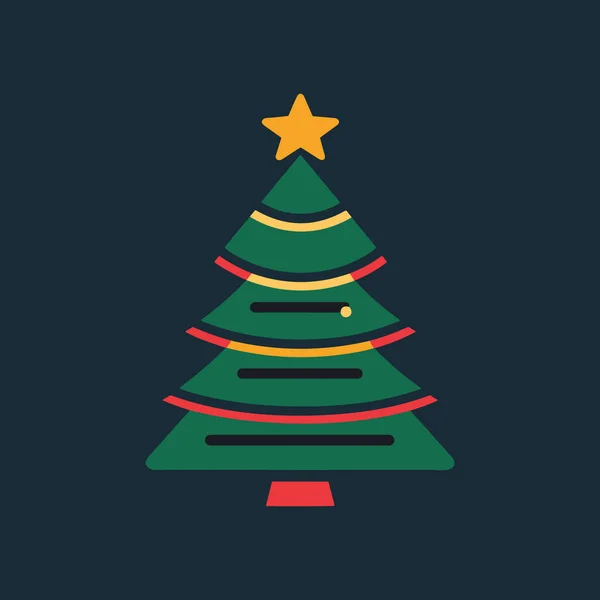Elegância Evergreen Ícone Árvore Natal Verde —  Vetores de Stock