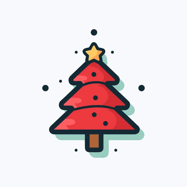 Encantador Bosque Verde Árbol Navidad Icono — Vector de stock