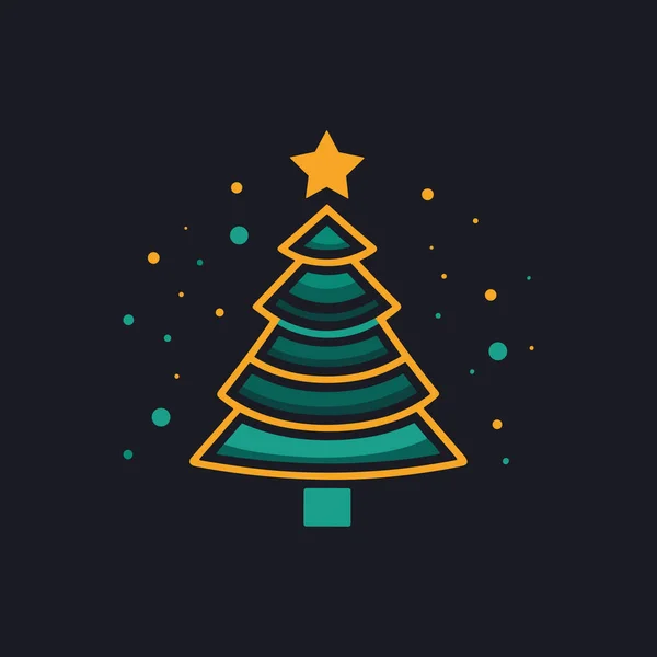 Whimsical Wonderland Green Christmas Tree Icon — Stock Vector