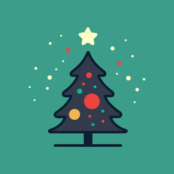 Elegância Evergreen Ícone Árvore Natal Verde —  Vetores de Stock