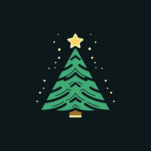 Ícone Árvore Natal Verde Mágico Visco —  Vetores de Stock
