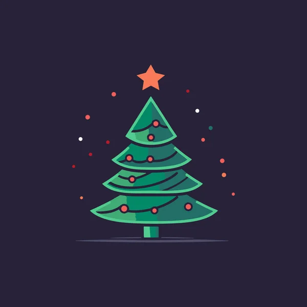 Enchanted Forest Green Christmas Tree Icon — Stockvektor