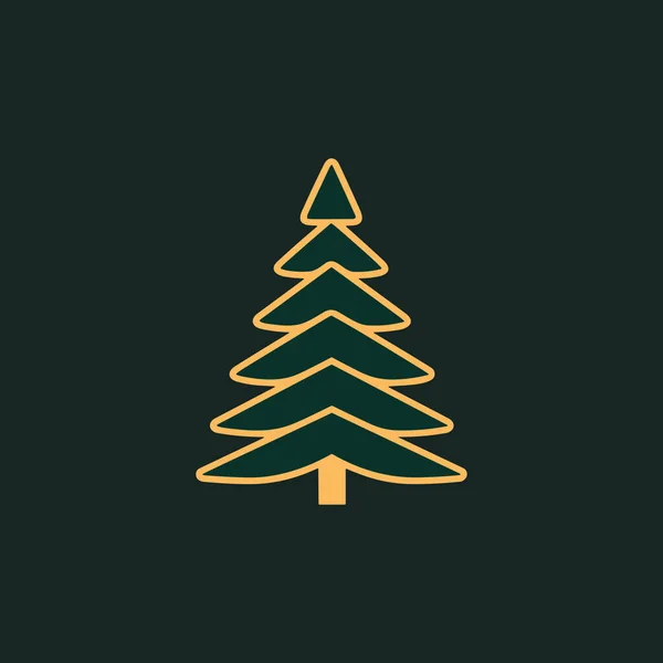Verzauberte Immergrüne Grüne Weihnachtsbaum Ikone — Stockvektor
