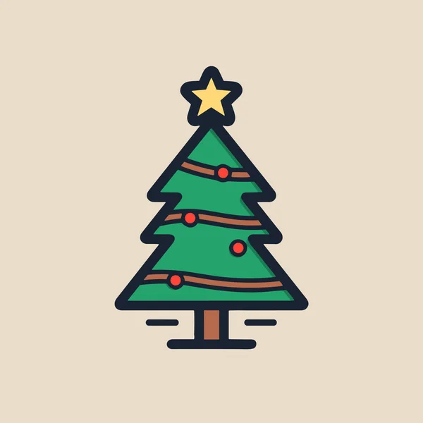 Frohe Grüne Magische Grüne Weihnachtsbaum Ikone — Stockvektor