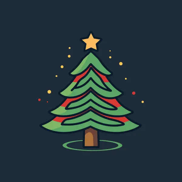 Fröhliche Immergrüne Grüne Weihnachtsbaum Ikone — Stockvektor