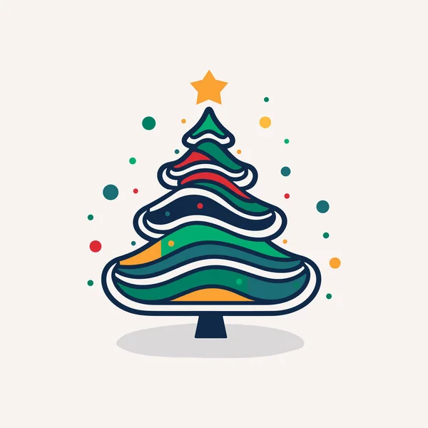 Verde Brilhante Árvore Natal Verde Ícone —  Vetores de Stock