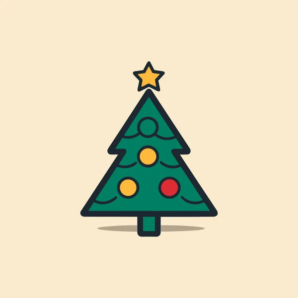 Abeto Serenidade Árvore Natal Verde Ico —  Vetores de Stock