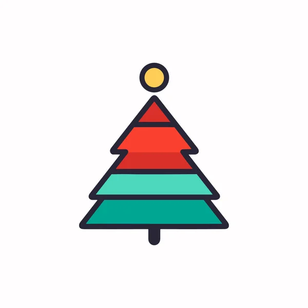 Frohe Immergrüne Grüne Weihnachtsbaum Ikone — Stockvektor