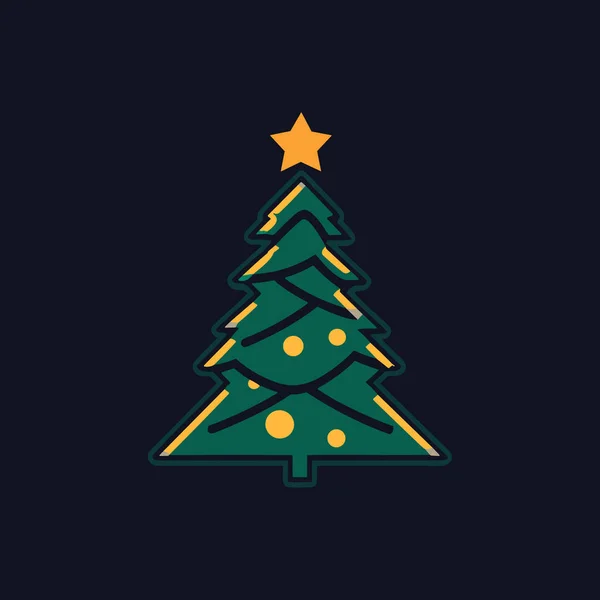 Feliz Esmeralda Verde Árbol Navidad Icono — Vector de stock