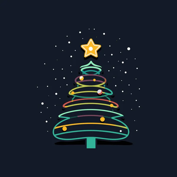 Sevinçli Çam Yeşili Noel Ağacı Simgesi — Stok Vektör