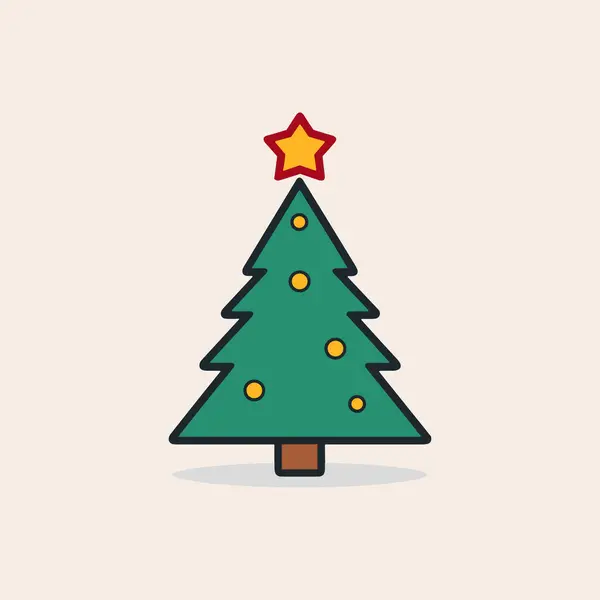 Ícone Árvore Natal Verde Deleite Esmeralda — Vetor de Stock