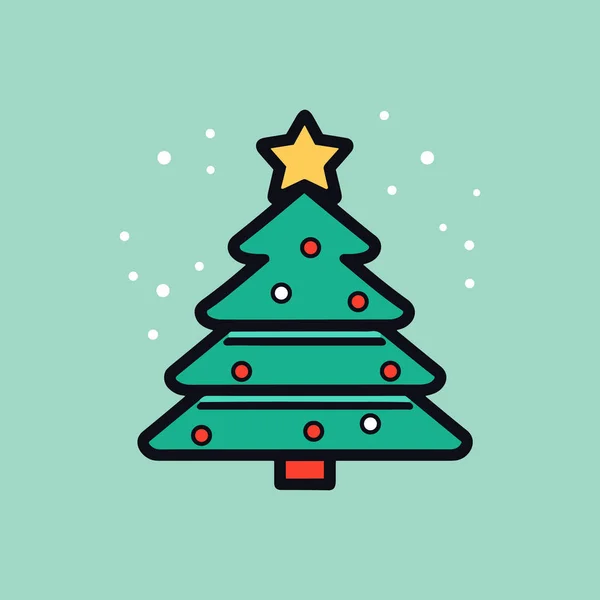 Radiante Pinho Verde Ícone Árvore Natal —  Vetores de Stock