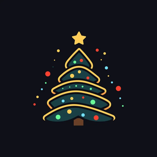 Bezaubernde Tannengrün Weihnachtsbaum Ikone — Stockvektor