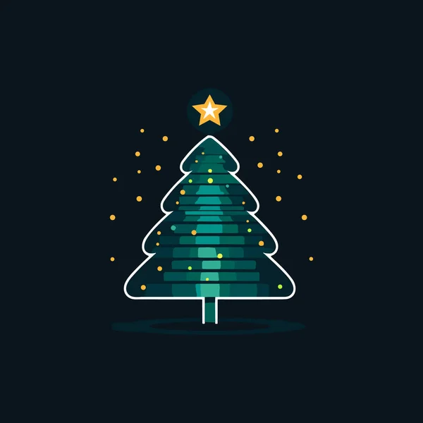 Fröhliche Immergrüne Grüne Weihnachtsbaum Ikone — Stockvektor