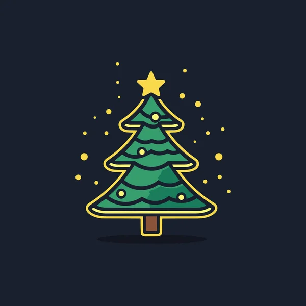 Strahlende Festlichkeit Green Christmas Tree Icon — Stockvektor