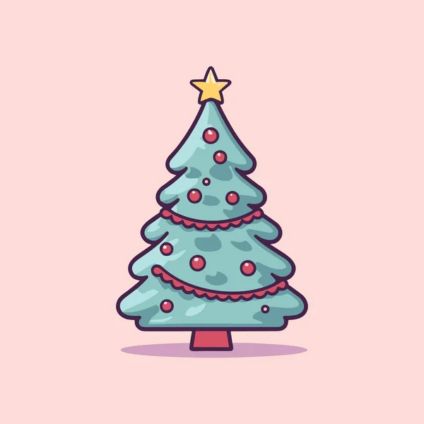 Festlicher Immergrüner Grüner Weihnachtsbaum — Stockvektor