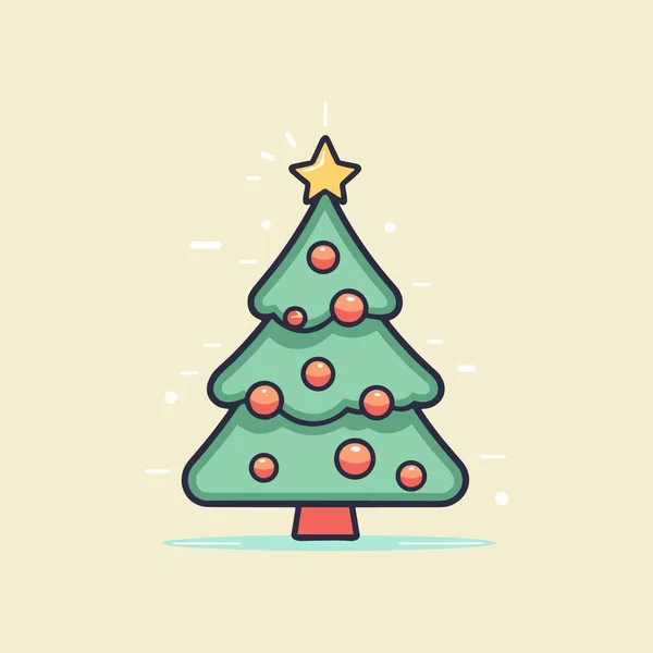 Neşeli Aydınlanma Yeşil Noel Ağacı Simgesi — Stok Vektör