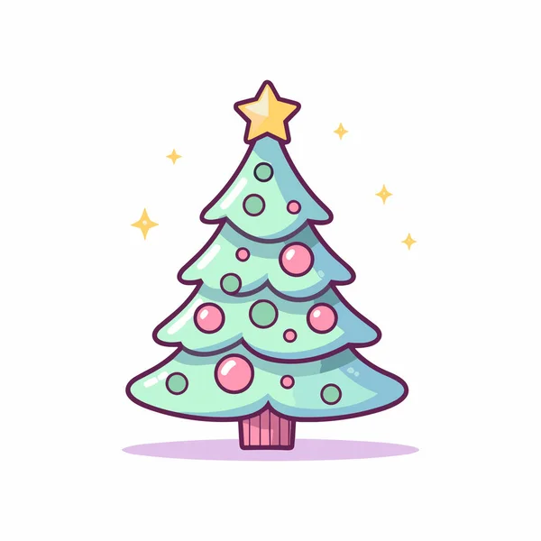 Majestätische Immergrüne Grüne Weihnachtsbaum Ikone — Stockvektor