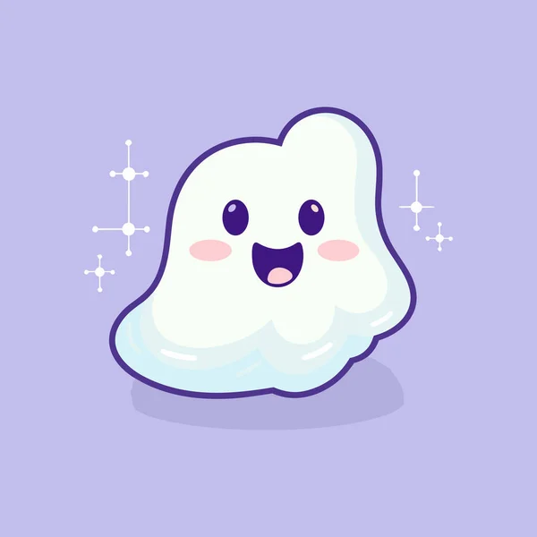 Cute Whimsical Cirrus Ghost Flat Icon — 스톡 벡터