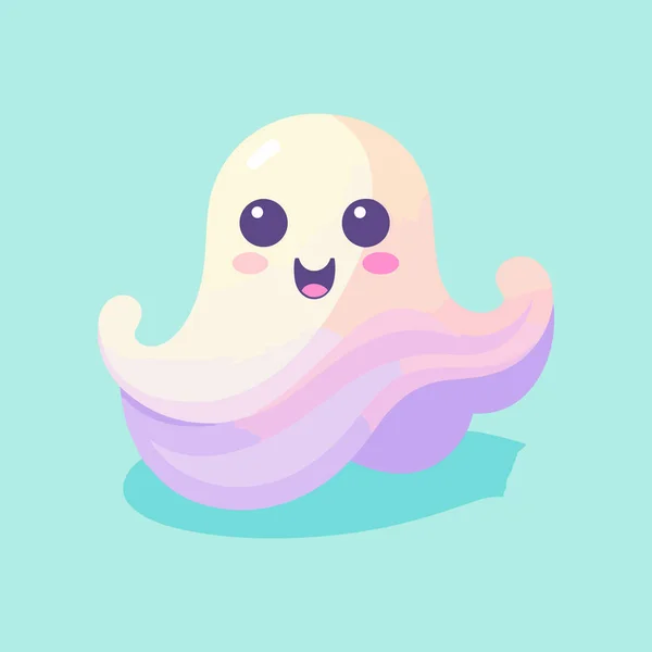 Cute Ghost Dreamy Flat Icon — Stock Vector