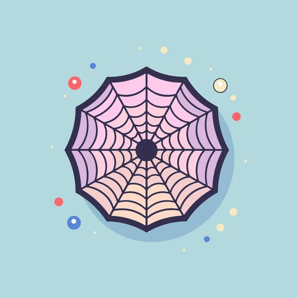 Mysterious Spider Web Flat Icon — Stock Vector