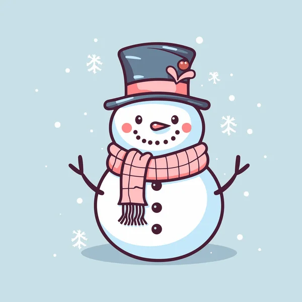 Snowy Delights Flat Snowman Icon — Stock Vector