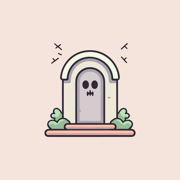 Haunted Graveyard Flat Icon — Stock Vector