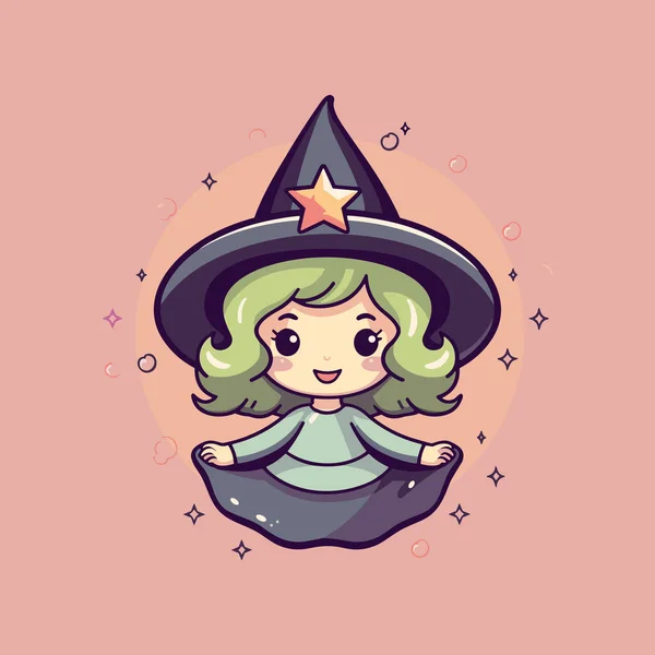 Mystical Enchantresses Flat Witch Icon — Stock Vector