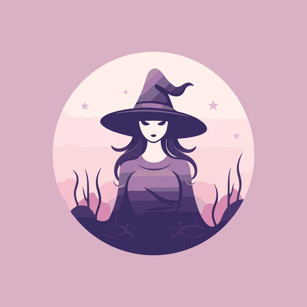Enigmatic Sorceress Flat Icon — Stock Vector
