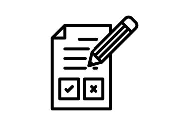 Dosya, tik işareti, çapraz, kalem vektör satırı simgesini düzenle