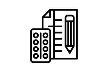 Reçeteli Tablet Paketi, İlaç Reçeteli Vektör Satırı Simgesi