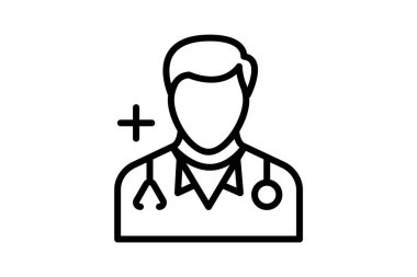 Stetoskoplu Doktor, Doktor, Doktor Vektör Çizgisi Simgesi