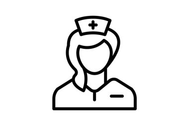 Hemşire Cap, başhekim, hemşire vektör hattı ikonu.