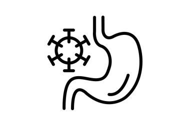 Mide, enfeksiyon, Sindirim Sistemi Vektör Hattı Simgesi