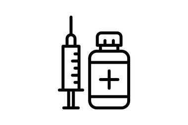 Enjeksiyon, Vial, İlaç, Şırınga Vektör Satırı Simgesi