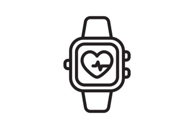 Akıllı Saat, Kalp Simgesi, Sağlık, Fitness Vektör Satırı Simgesi