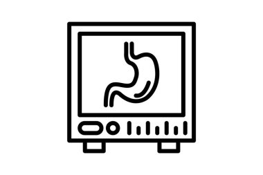 Sindirim Sistemi, Tıbbi Görüntü, Gastroenteroloji Vektör Satırı Simgesi