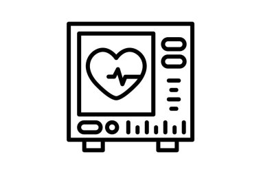 Kalp atış hızı, nabız, EKG, Tıbbi Malzeme Vektör Hattı Simgesi